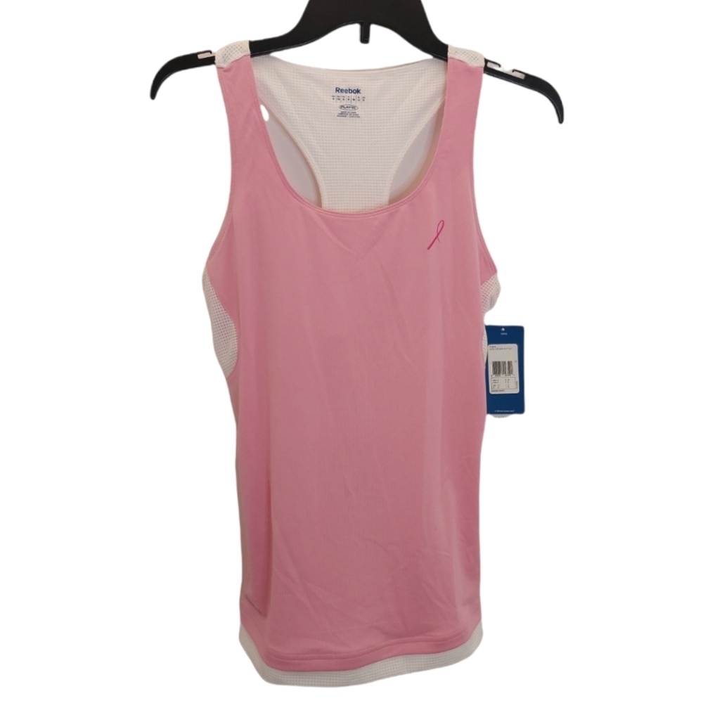 Reebok Women's Size Small Tank Top Razorback Avon Breast Cancer Theme Bra Shirt